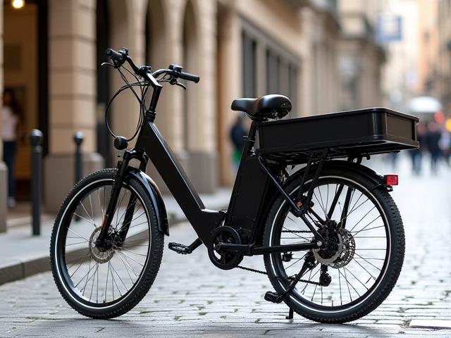 The Cargo e-bike, robust frame with large basket for hauling